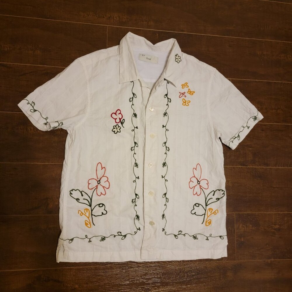 Dunst Embroidered Button Down Tee Womens S Vintage Floral Boho Retro Fresh - Picture 2 of 8